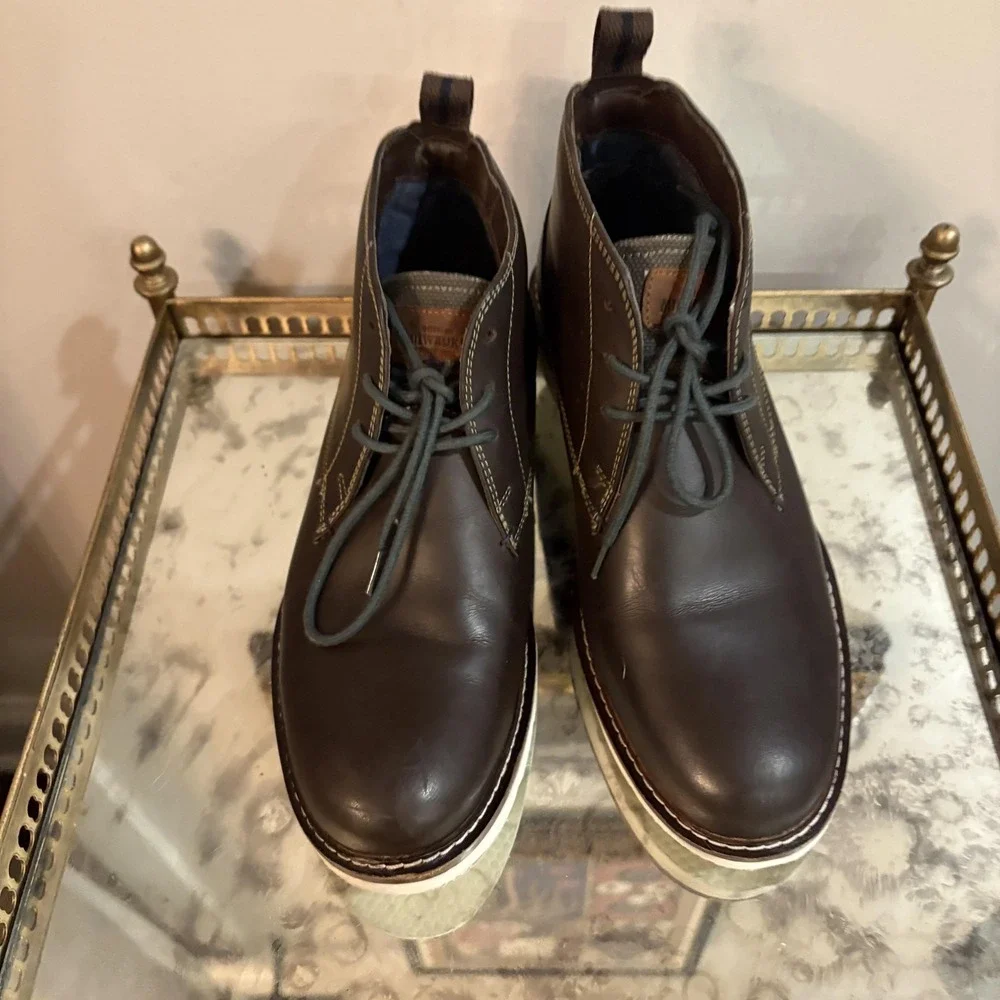 Nunn Bush‎ Chukka Boots Mens Size 8 Brown Leather Wedge Comfort Gel 81179-249